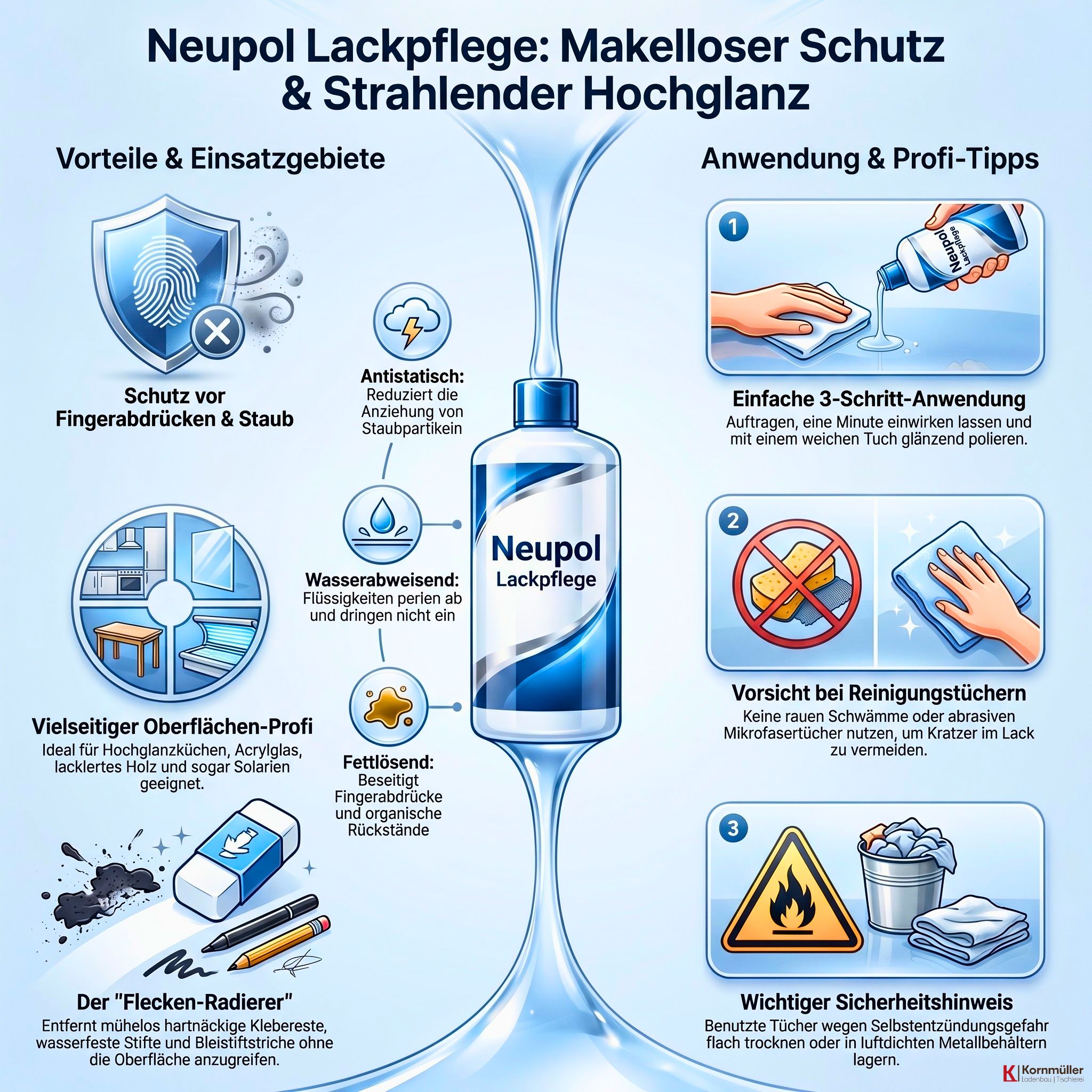 Neupol Lackpflege 3 Neupol Lackpflege - Infografik von Kornmueller-Konzept