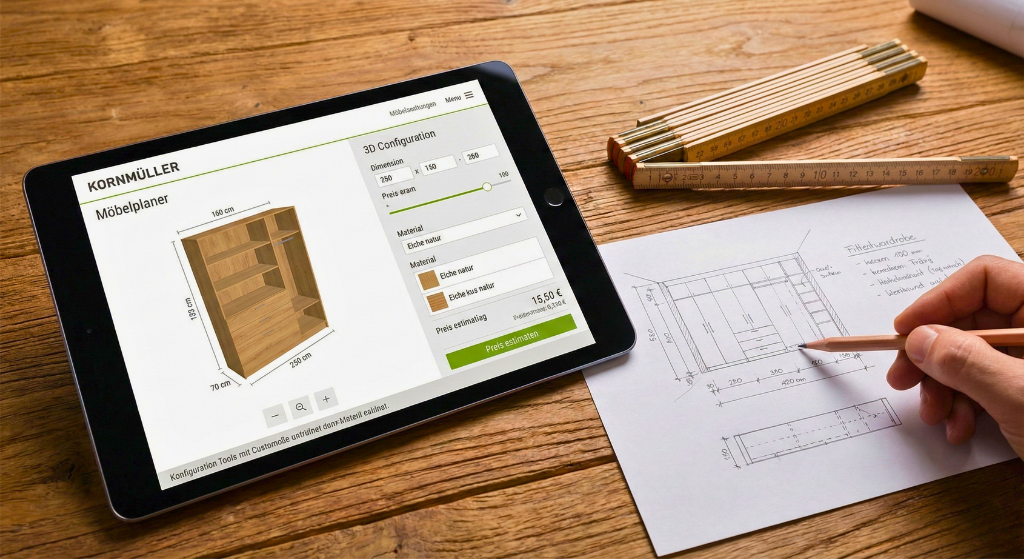 Platzsparende Möbel mit dem digitalen Möbelplaner von Kornmüller