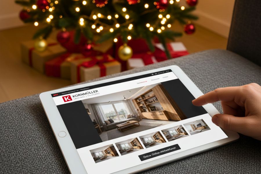 Digitaler Möbelplaner - am Tablet planen, während der Weihnachtsferien der Tischlerei Kornmüller