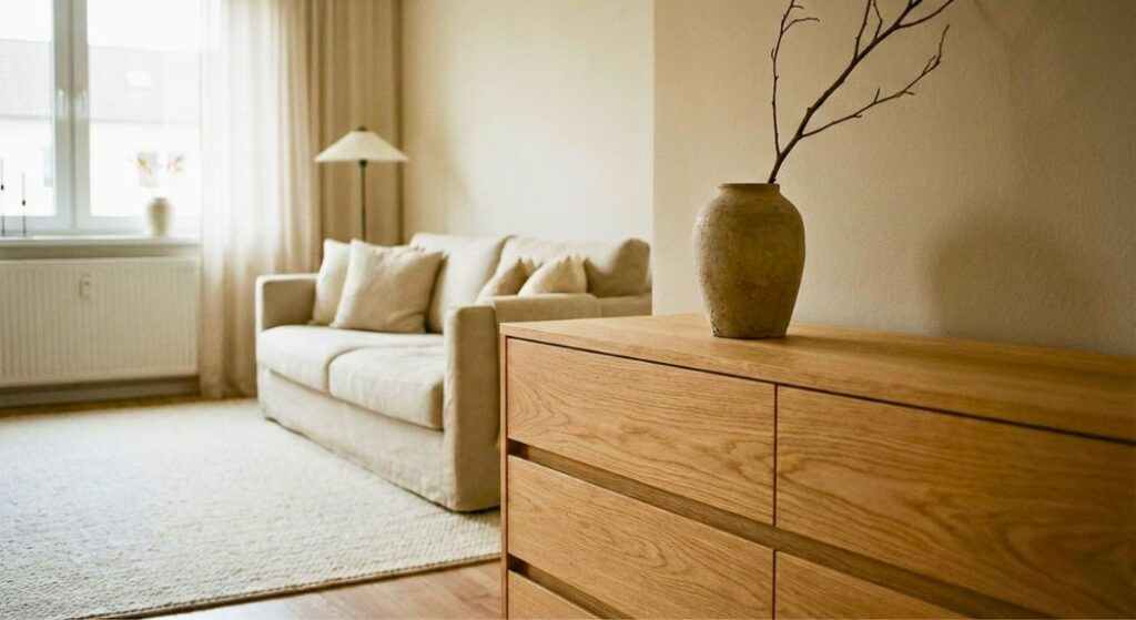 Japandi 1 Japandi - Ein aufgeräumtes Wohnzimmer.