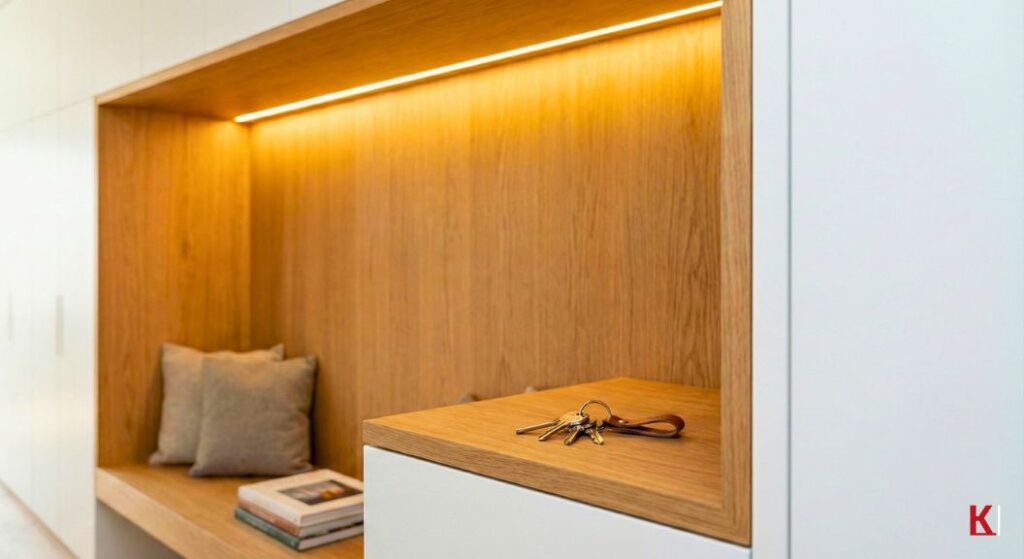 Eine offene Nische als Garderobe