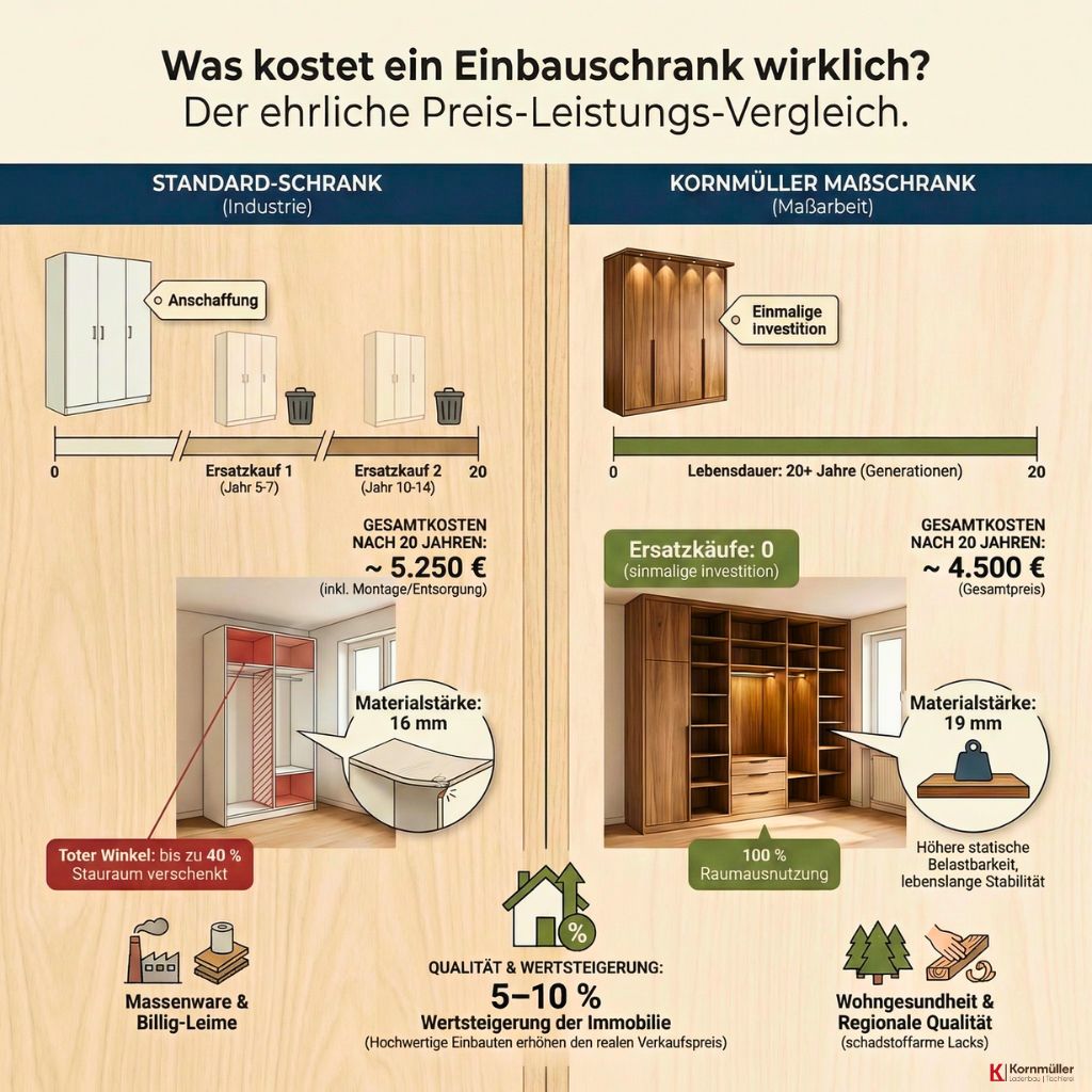 Was kostet ein Einbauschrank wirklich? Ein ehrlicher Blick auf Preis und Leistung von Kornmueller-Konzept