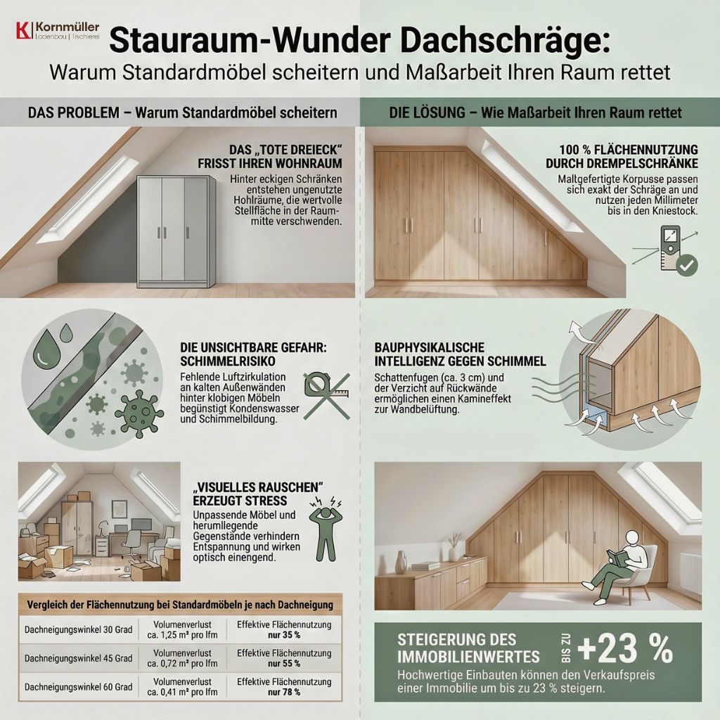 Stauraumwunder - Dachschrägen: Infografik von Kornmueller-Konzept
