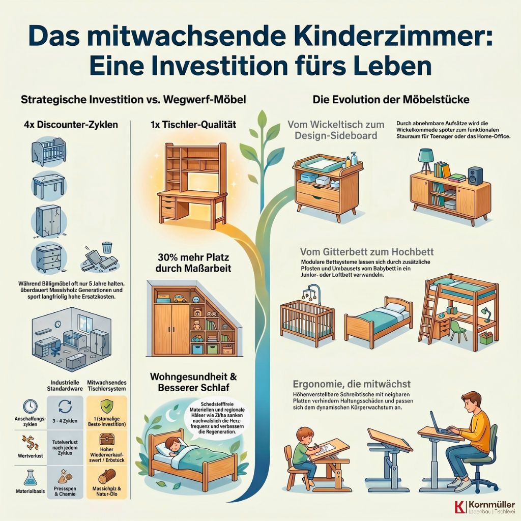 Das mitwachsende Kinderzimmer - Infografik Das mitwachsende Kinderzimmer. Eine Infografik von Kornmueller-Konzept